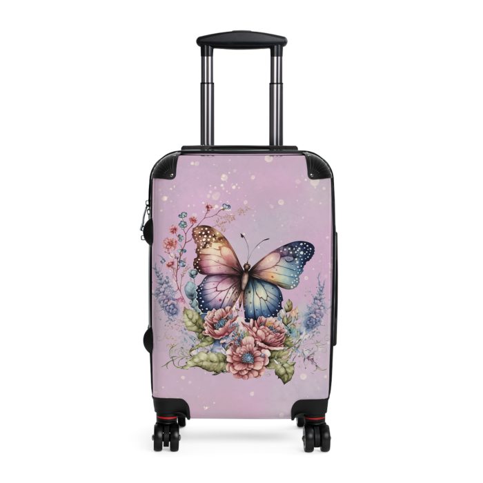 Floral Butterfly Suitcase - A chic travel companion adorned with vibrant florals and delicate butterflies, perfect for the stylish wanderer.