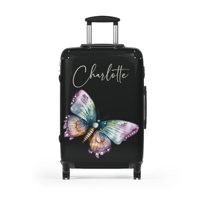 Custom Floral Butterfly Suitcase - A personalized travel companion with vibrant floral and butterfly design, expressing individuality in every journey.