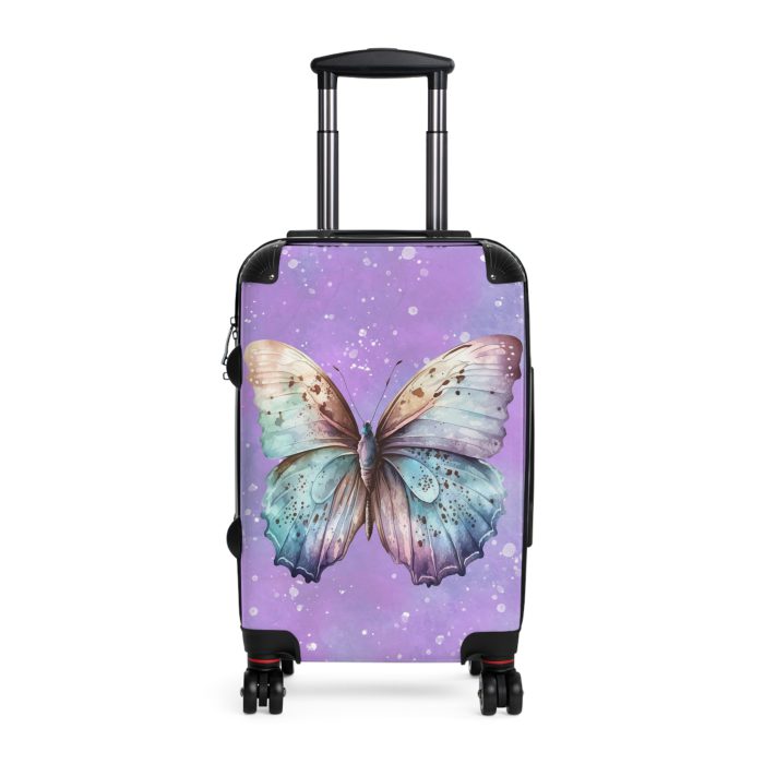 Flower Moon Butterfly Suitcase - A celestial masterpiece adorned with flowers and butterflies, perfect for wanderers under the moonlit sky.