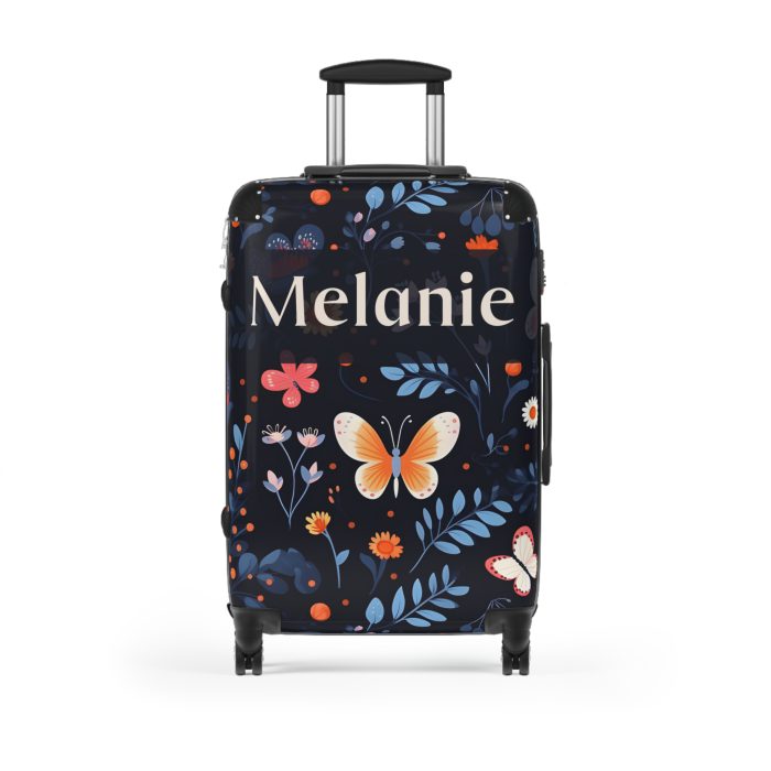 Custom Floral Butterfly Suitcase - A personalized travel essential adorned with intricate floral and butterfly designs, combining style and individuality.