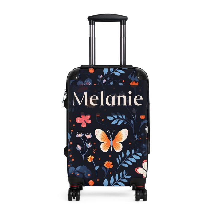 Custom Floral Butterfly Suitcase - A personalized travel essential adorned with intricate floral and butterfly designs, combining style and individuality.