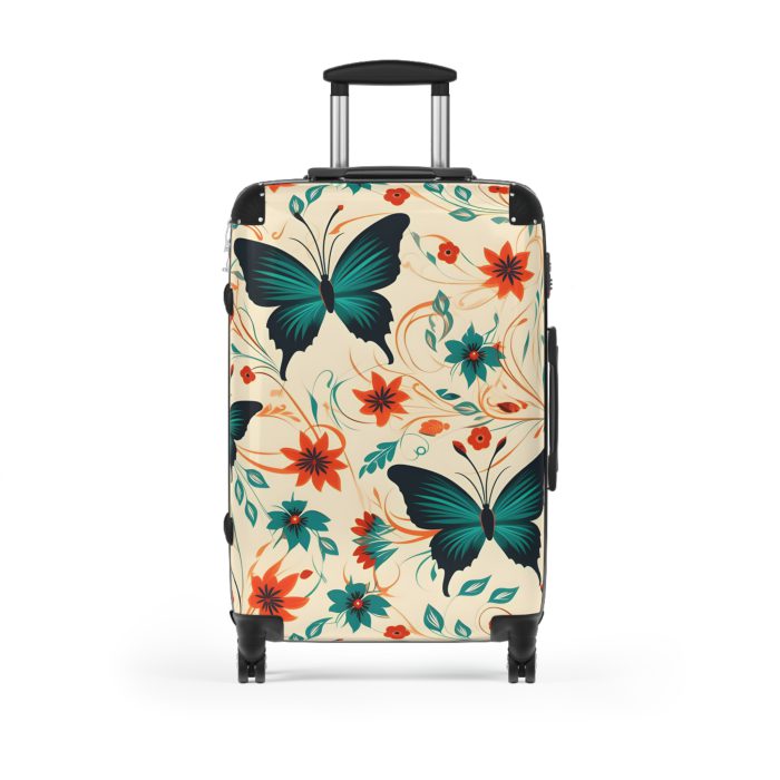 Floral Butterfly Suitcase - A stylish travel essential featuring intricate floral and butterfly patterns, adding a touch of elegance to your journey.