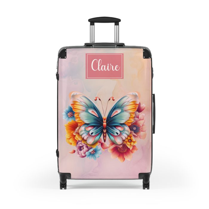 Custom Butterfly Suitcase - Personalized for a touch of elegance, expressing individuality with vibrant butterfly designs for your travel companion.