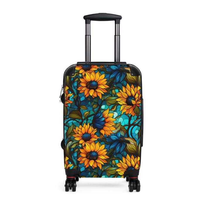 Sunflower Suitcase - A luggage adorned with a bright sunflower design, perfect for travelers who want to bring a touch of cheer and floral beauty to their journeys.