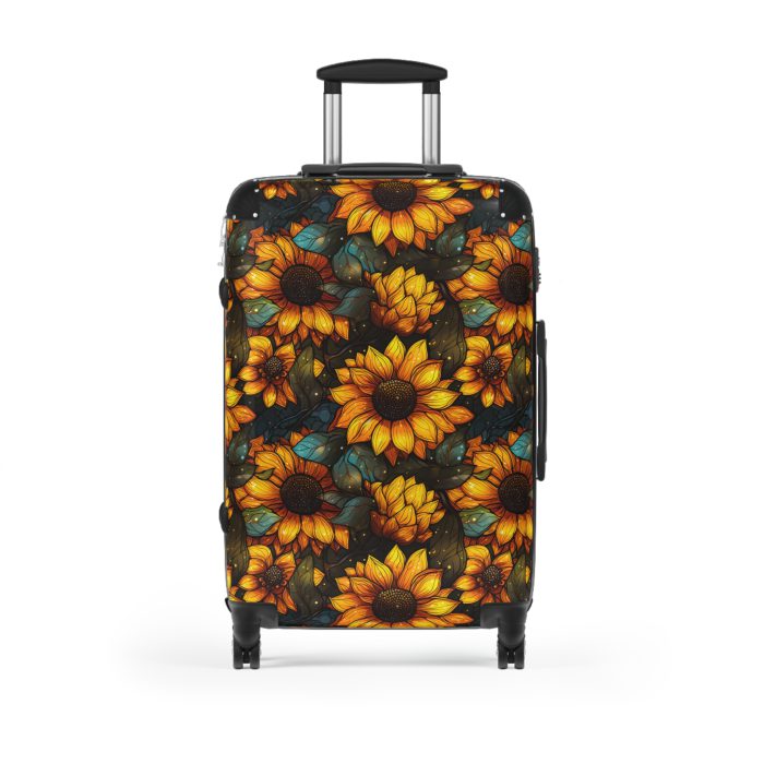 Sunflower Suitcase - A luggage adorned with a bright sunflower design, perfect for travelers who want to bring a touch of cheer and floral beauty to their journeys.