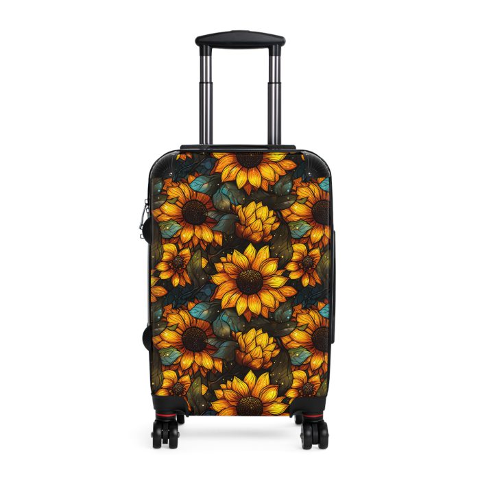 Sunflower Suitcase - A luggage adorned with a bright sunflower design, perfect for travelers who want to bring a touch of cheer and floral beauty to their journeys.