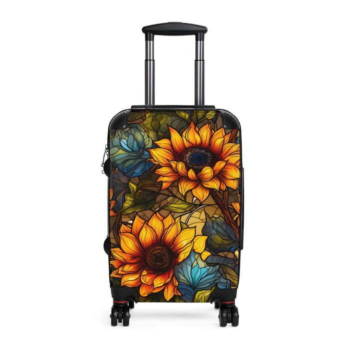 Sunflower Suitcase - A luggage adorned with a bright sunflower design, perfect for travelers who want to bring a touch of cheer and floral beauty to their journeys.