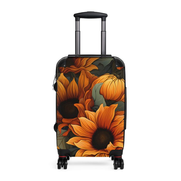 Sunflower Suitcase - A luggage adorned with a bright sunflower design, perfect for travelers who want to bring a touch of cheer and floral beauty to their journeys.