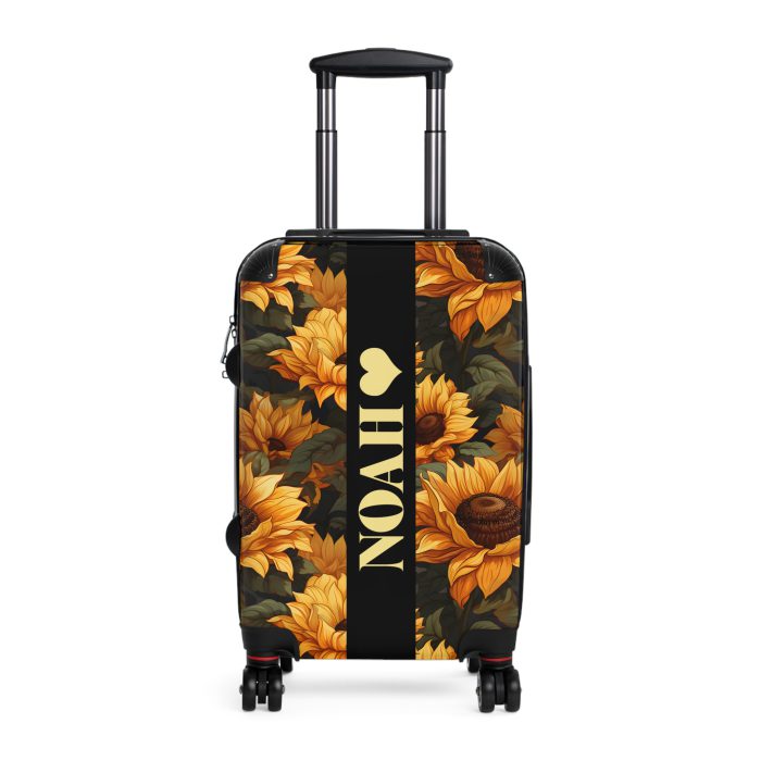 Custom Sunflower Suitcase - A personalized luggage adorned with a bright sunflower design, perfect for travelers who want to bring a touch of cheer and floral beauty to their journeys.