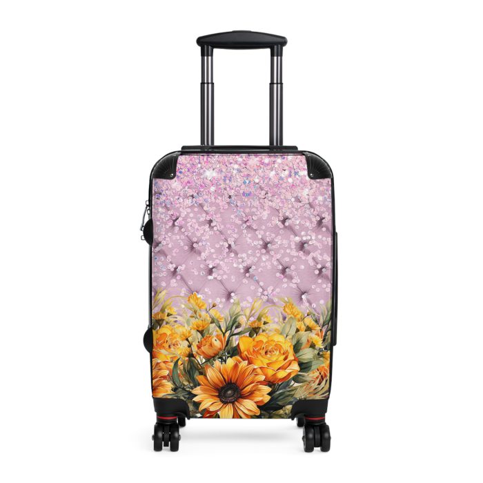 Sunflower Suitcase - A luggage adorned with a bright sunflower design, perfect for travelers who want to bring a touch of cheer and floral beauty to their journeys.Sunflower Suitcase - A luggage adorned with a bright sunflower design, perfect for travelers who want to bring a touch of cheer and floral beauty to their journeys.