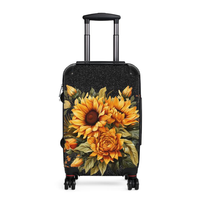 Sunflower Suitcase - A luggage adorned with a bright sunflower design, perfect for travelers who want to bring a touch of cheer and floral beauty to their journeys.Sunflower Suitcase - A luggage adorned with a bright sunflower design, perfect for travelers who want to bring a touch of cheer and floral beauty to their journeys.