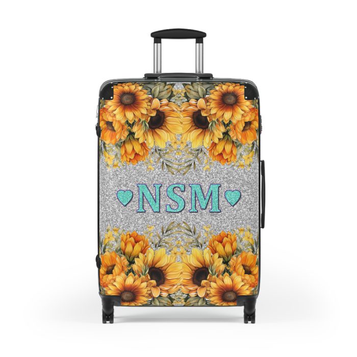 Custom Sunflower Suitcase - A personalized luggage adorned with a bright sunflower design, perfect for travelers who want to bring a touch of cheer and floral beauty to their journeys.