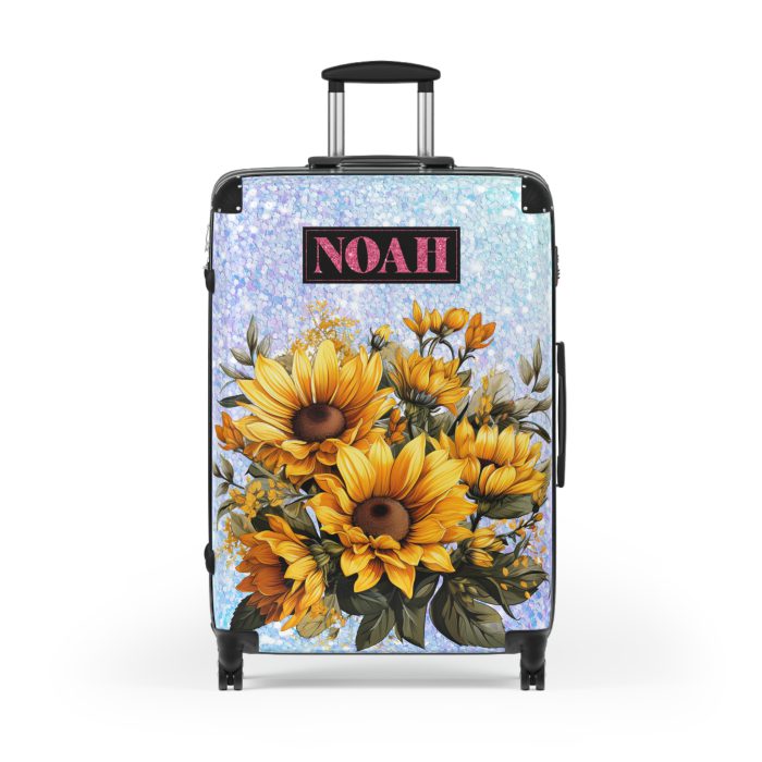 Custom Sunflower Suitcase - A personalized luggage adorned with a bright sunflower design, perfect for travelers who want to bring a touch of cheer and floral beauty to their journeys.