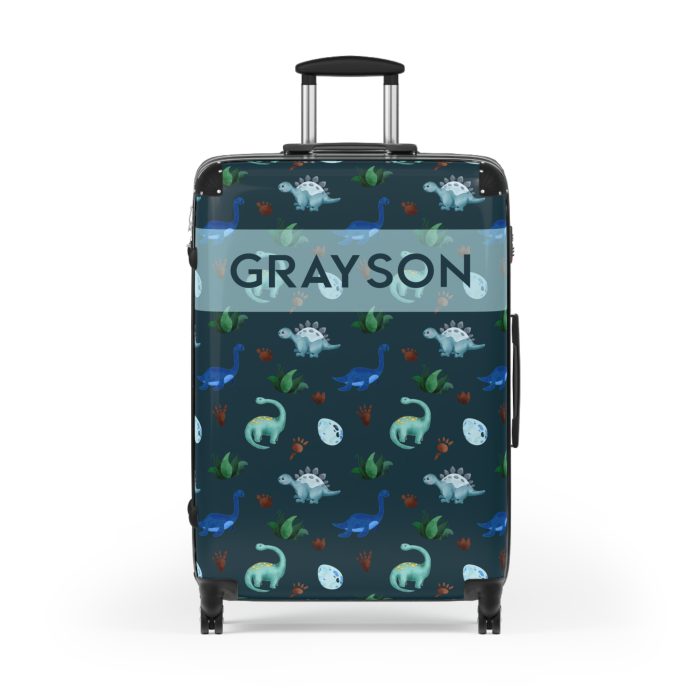 Dinosaur Custom Suitcase - Unleash your style with a personalized travel companion adorned with roaring dinosaurs.