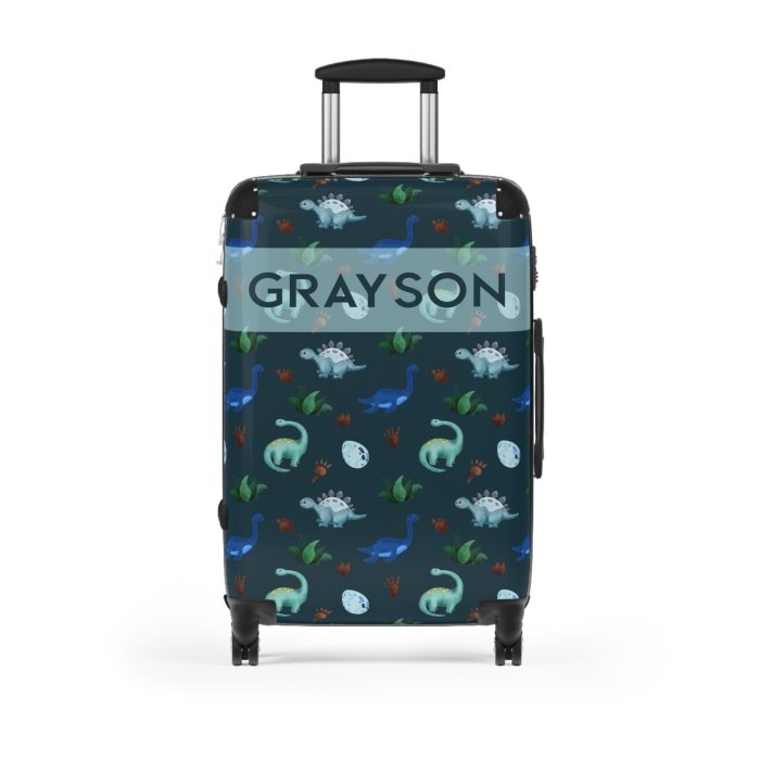 Dinosaur Custom Suitcase - Unleash your style with a personalized travel companion adorned with roaring dinosaurs.