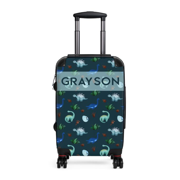 Dinosaur Custom Suitcase - Unleash your style with a personalized travel companion adorned with roaring dinosaurs.