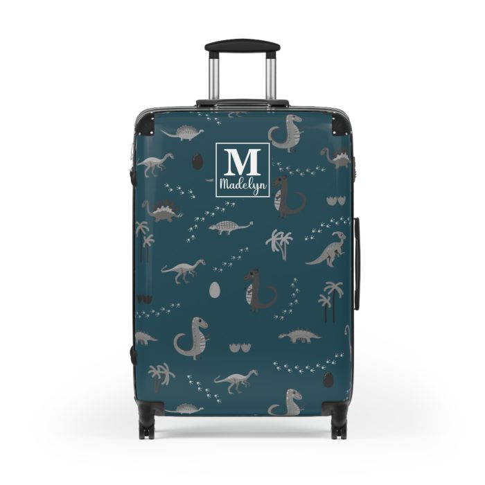 Dinosaur Custom Suitcase - Unleash your style with a personalized travel companion adorned with roaring dinosaurs.