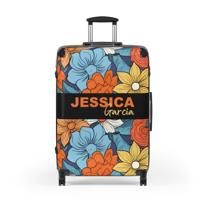 Custom Retro Floral Suitcase - Craft a personalized travel companion with unique retro floral designs reflecting your style and wanderlust.