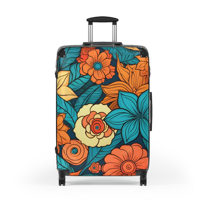 Retro Groovy Suitcase - A vibrant suitcase inspired by the retro era, a statement of free-spirited style and energy.