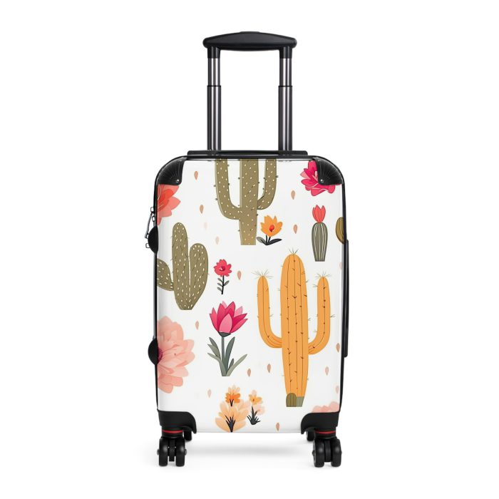 Cactus Floral Suitcase - A stylish travel companion adorned with a captivating cactus floral pattern.