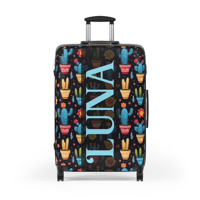 Custom Cactus Floral Suitcase - A unique travel statement adorned with your personalized cactus floral pattern.