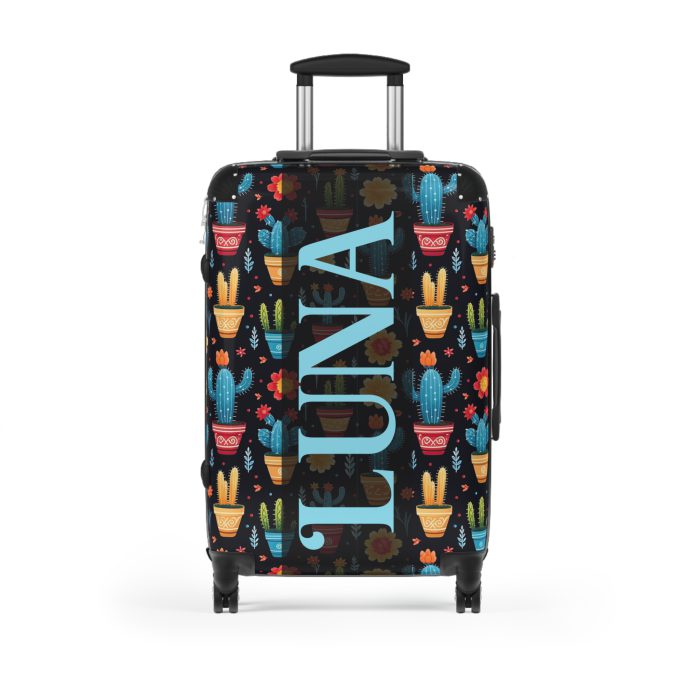 Custom Cactus Floral Suitcase - A unique travel statement adorned with your personalized cactus floral pattern.