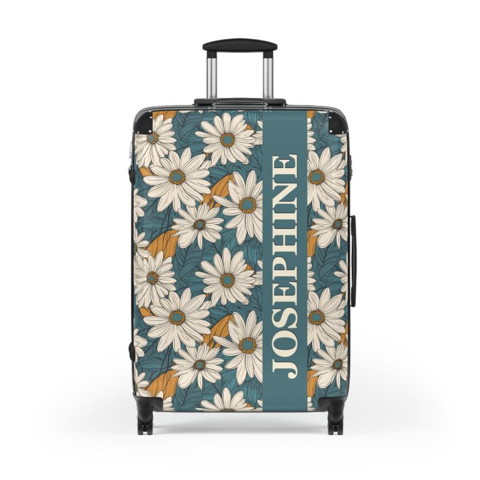 Custom Retro Daisy Suitcase - Vintage-inspired suitcase personalized with daisy motifs for a unique travel experience.