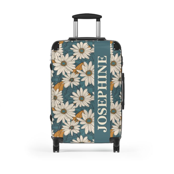 Custom Retro Daisy Suitcase - Vintage-inspired suitcase personalized with daisy motifs for a unique travel experience.