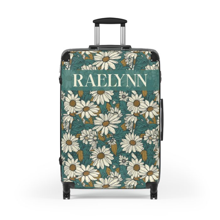 Custom Retro Daisy Suitcase - Vintage-inspired suitcase personalized with daisy motifs for a unique travel experience.