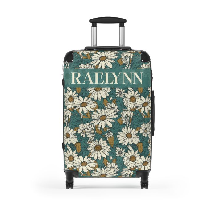 Custom Retro Daisy Suitcase - Vintage-inspired suitcase personalized with daisy motifs for a unique travel experience.