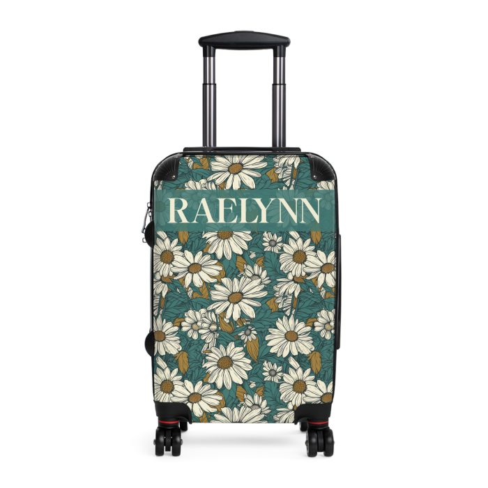 Custom Retro Daisy Suitcase - Vintage-inspired suitcase personalized with daisy motifs for a unique travel experience.