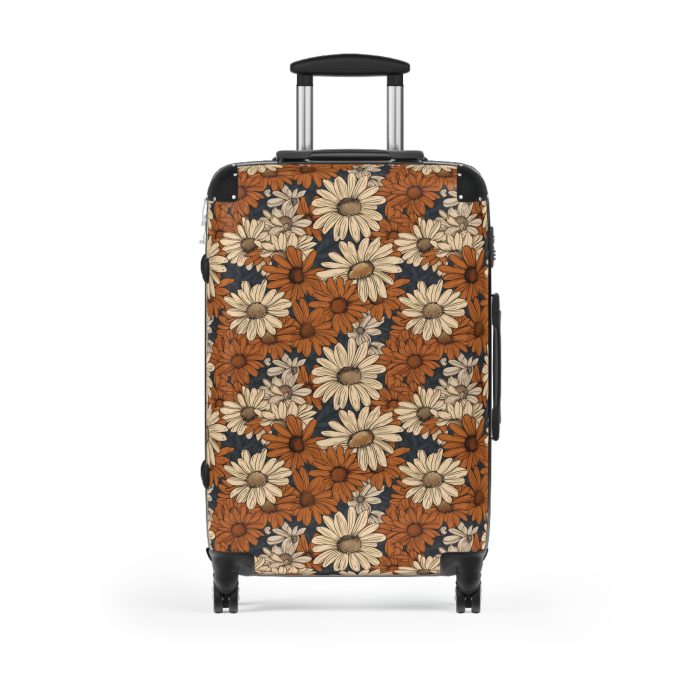 Retro Daisy Suitcase - Vintage-inspired luggage featuring daisy motifs for a touch of timeless elegance.