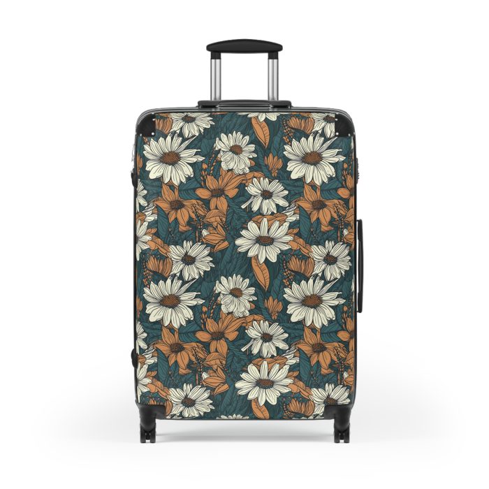 Retro Daisy Suitcase - Vintage-inspired luggage featuring daisy motifs for a touch of timeless elegance.