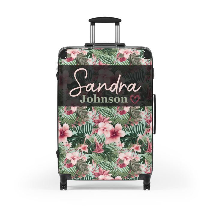 Custom Tropical Floral Suitcase - Express your unique travel style with personalized tropical florals.