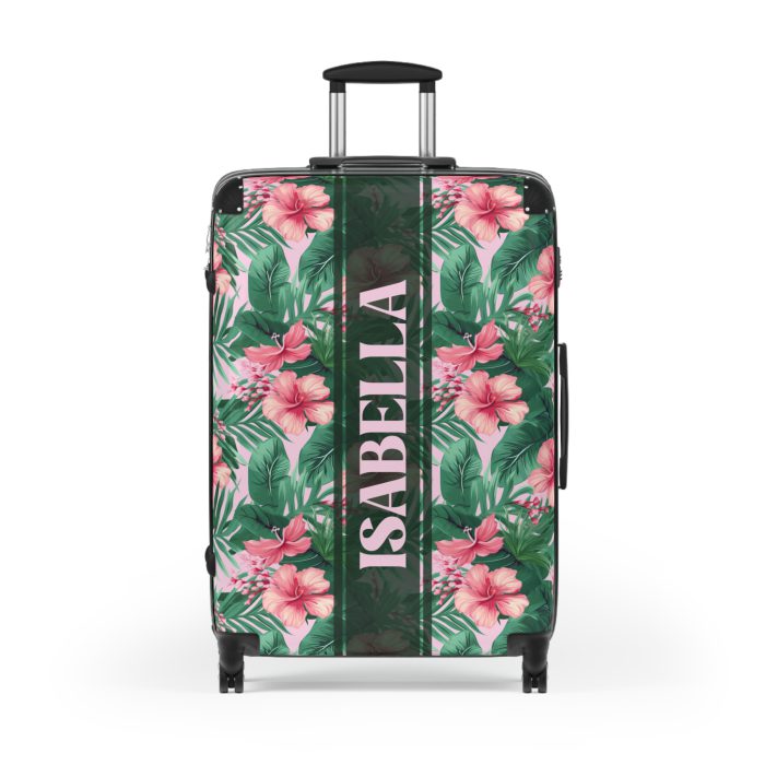 Custom Tropical Floral Suitcase - Express your unique travel style with personalized tropical florals.