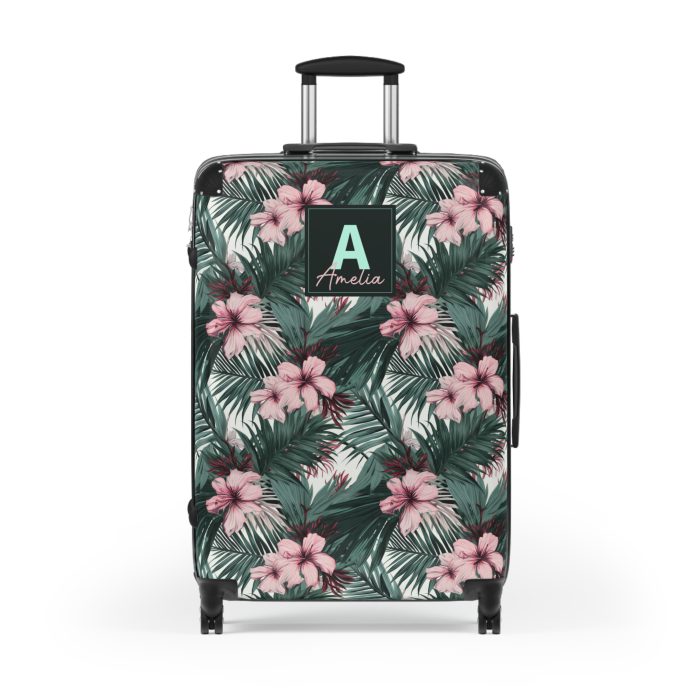 Custom Tropical Floral Suitcase - Express your unique travel style with personalized tropical florals.