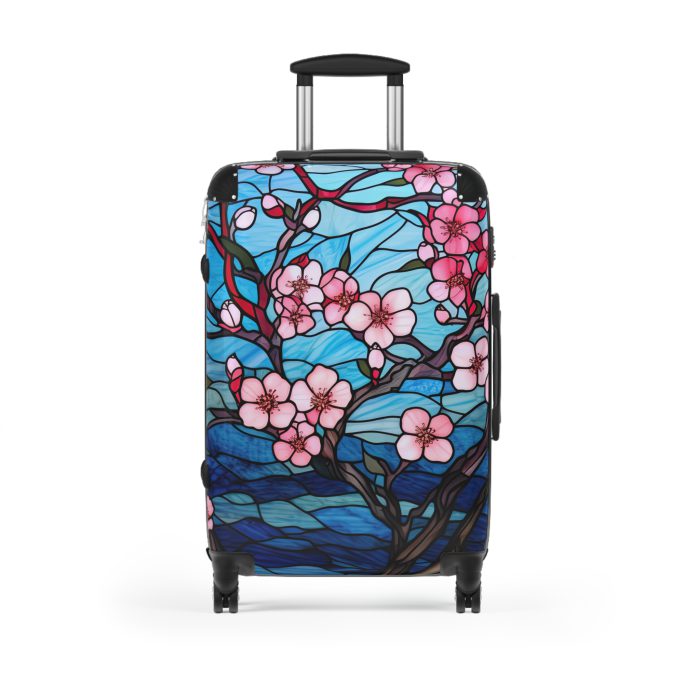 Stained Glass Flower Suitcase - A travel masterpiece adorned with vibrant, stained glass-inspired floral patterns for an artistic touch.