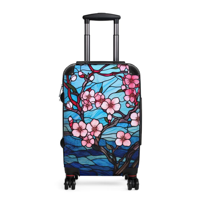 Stained Glass Flower Suitcase - A travel masterpiece adorned with vibrant, stained glass-inspired floral patterns for an artistic touch.