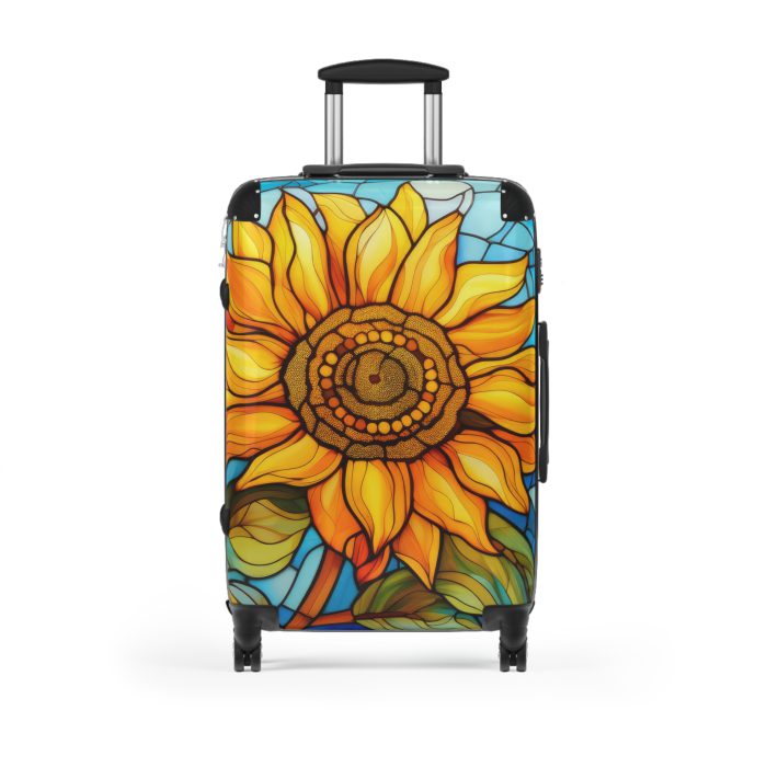 Stained Glass Flower Suitcase - A travel masterpiece adorned with vibrant, stained glass-inspired floral patterns for an artistic touch.