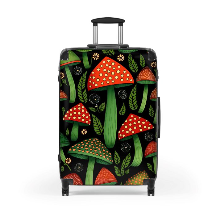 Folk Mushroom suitcase, a durable and stylish travel companion. Crafted with mushroom designs, it's perfect for enthusiasts on the go.