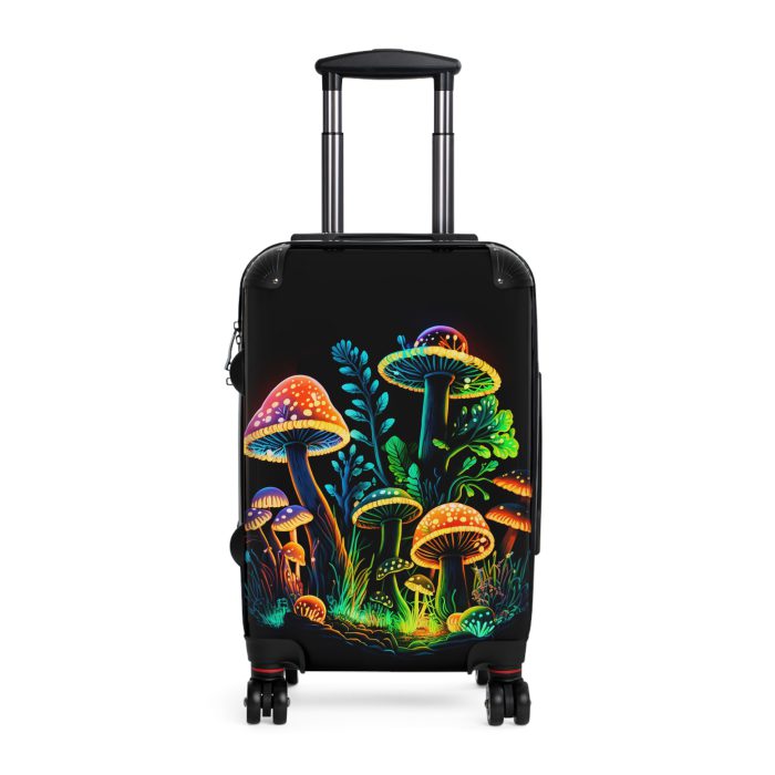 Mushroom Suitcase - A stylish suitcase featuring a whimsical mushroom design, perfect for travelers who want to embrace the charm of fungi in their luggage.