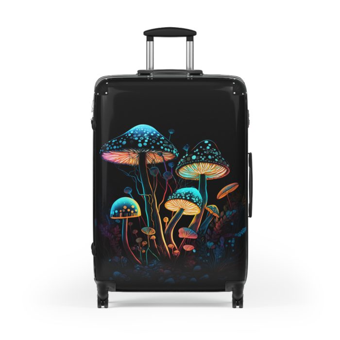 Mushroom Suitcase - A stylish suitcase featuring a whimsical mushroom design, perfect for travelers who want to embrace the charm of fungi in their luggage.