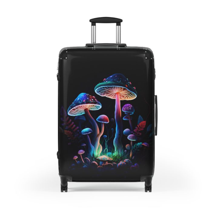 Mushroom Suitcase - A stylish suitcase featuring a whimsical mushroom design, perfect for travelers who want to embrace the charm of fungi in their luggage.