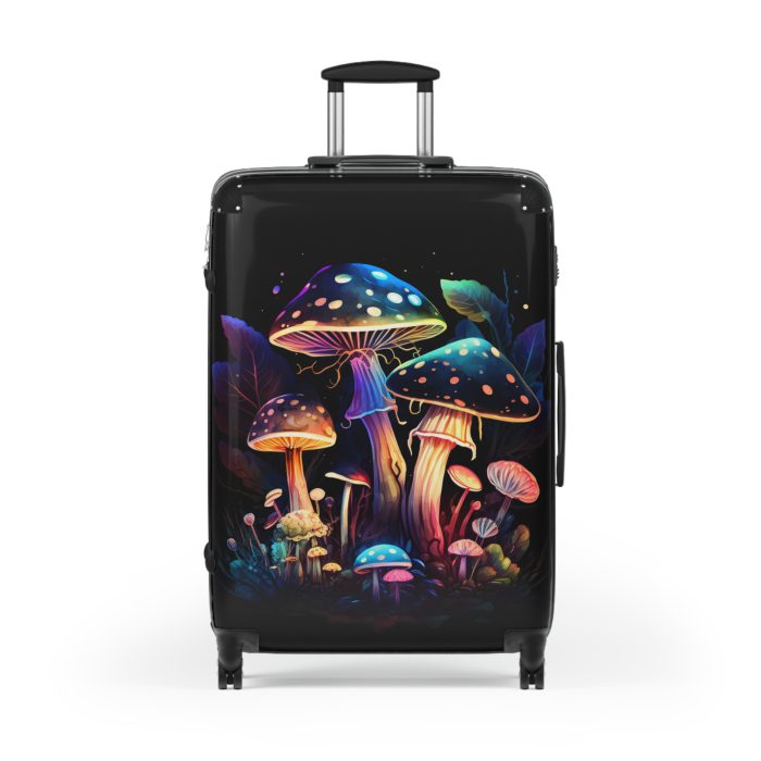 Mushroom Suitcase - A stylish suitcase featuring a whimsical mushroom design, perfect for travelers who want to embrace the charm of fungi in their luggage.