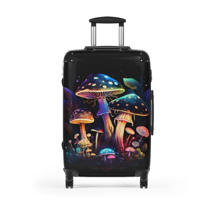 Mushroom Suitcase - A stylish suitcase featuring a whimsical mushroom design, perfect for travelers who want to embrace the charm of fungi in their luggage.