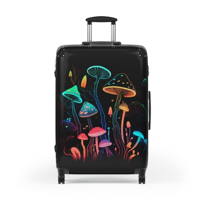 Mushroom Suitcase - A stylish suitcase featuring a whimsical mushroom design, perfect for travelers who want to embrace the charm of fungi in their luggage.