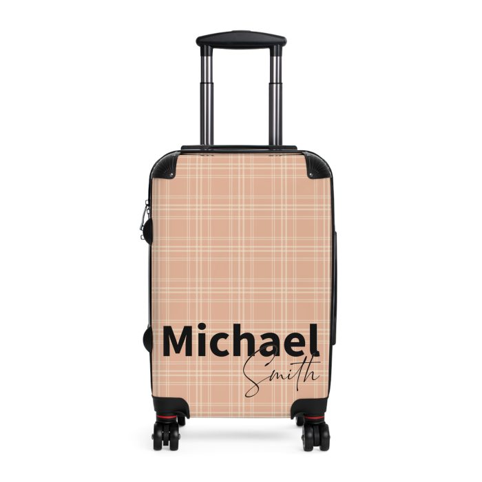 Custom Retro Plaid Suitcase - A classic plaid pattern suitcase with customizable design, the perfect travel companion for stylish explorers.