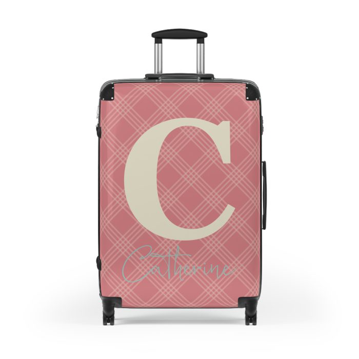 Custom Retro Plaid Suitcase - A classic plaid pattern suitcase with customizable design, the perfect travel companion for stylish explorers.