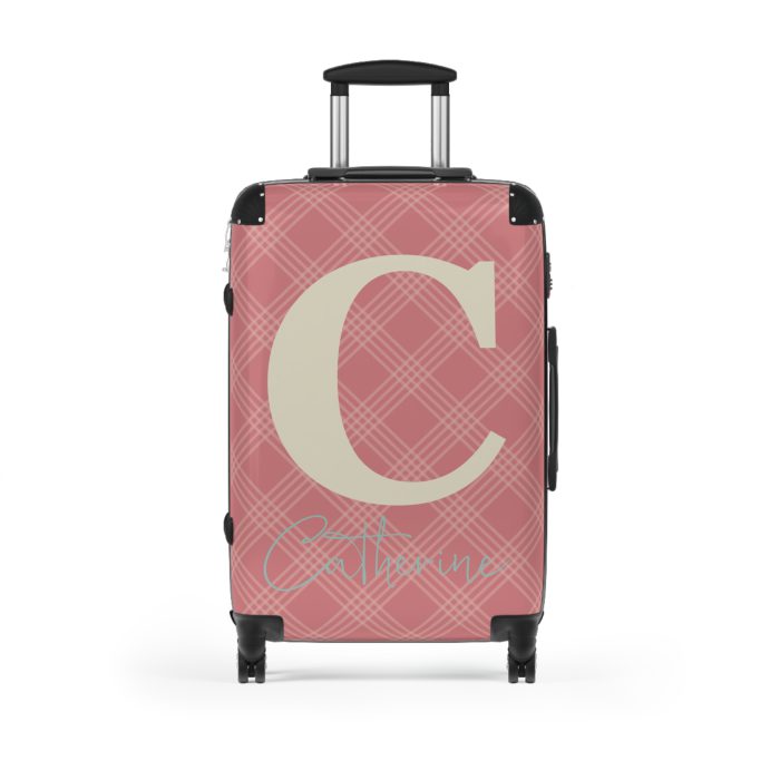 Custom Retro Plaid Suitcase - A classic plaid pattern suitcase with customizable design, the perfect travel companion for stylish explorers.