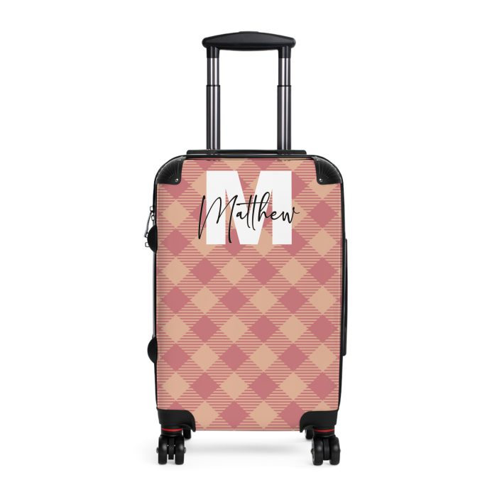 Custom Retro Plaid Suitcase - A classic plaid pattern suitcase with customizable design, the perfect travel companion for stylish explorers.